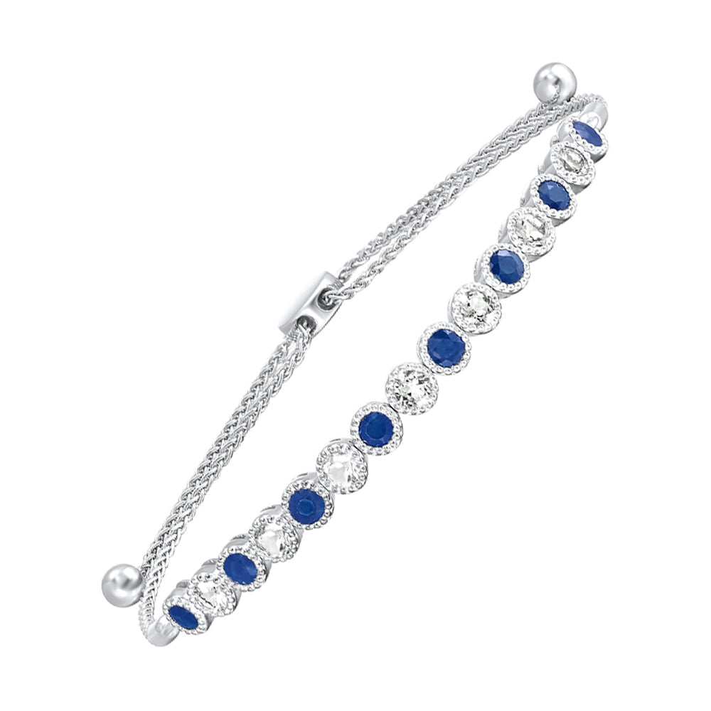 Silver Sapphire-White Topaz 2 1/3Ctw Bracelet