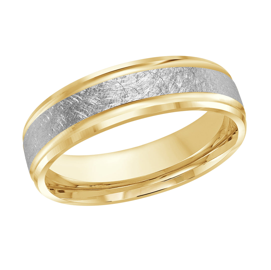 M3 411 6YW 04   A Yellow   White Wedding Band available in 10K  14K and 18K Gold