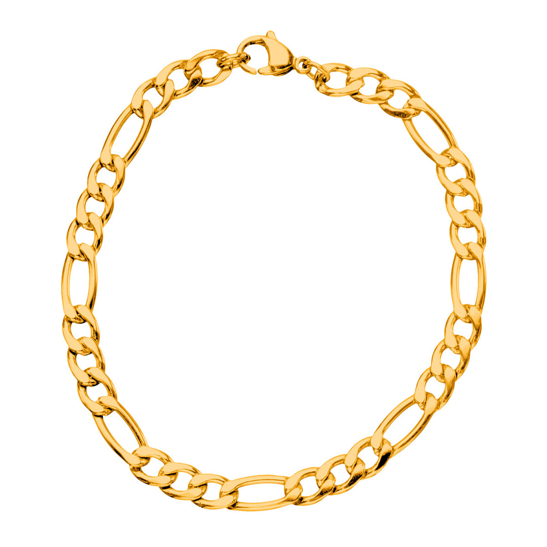 Gold IP Figaro Chain Bracelet with a lobster closure 5.6mm