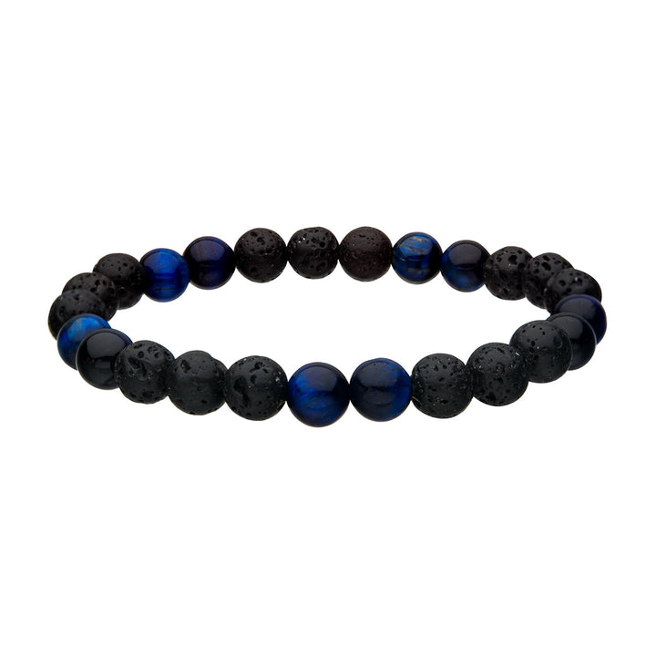 Lava & Tiger Eye Blue Beads Bracelet