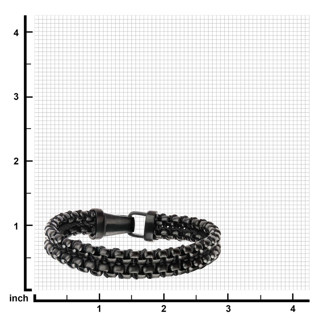 Steel & Paracord Black IP Box Chain Link Bracelet