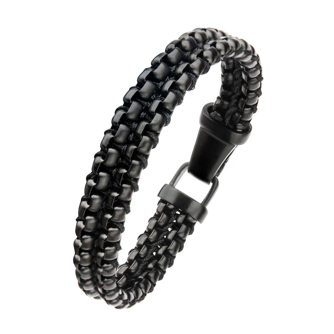 Steel & Paracord Black IP Box Chain Link Bracelet