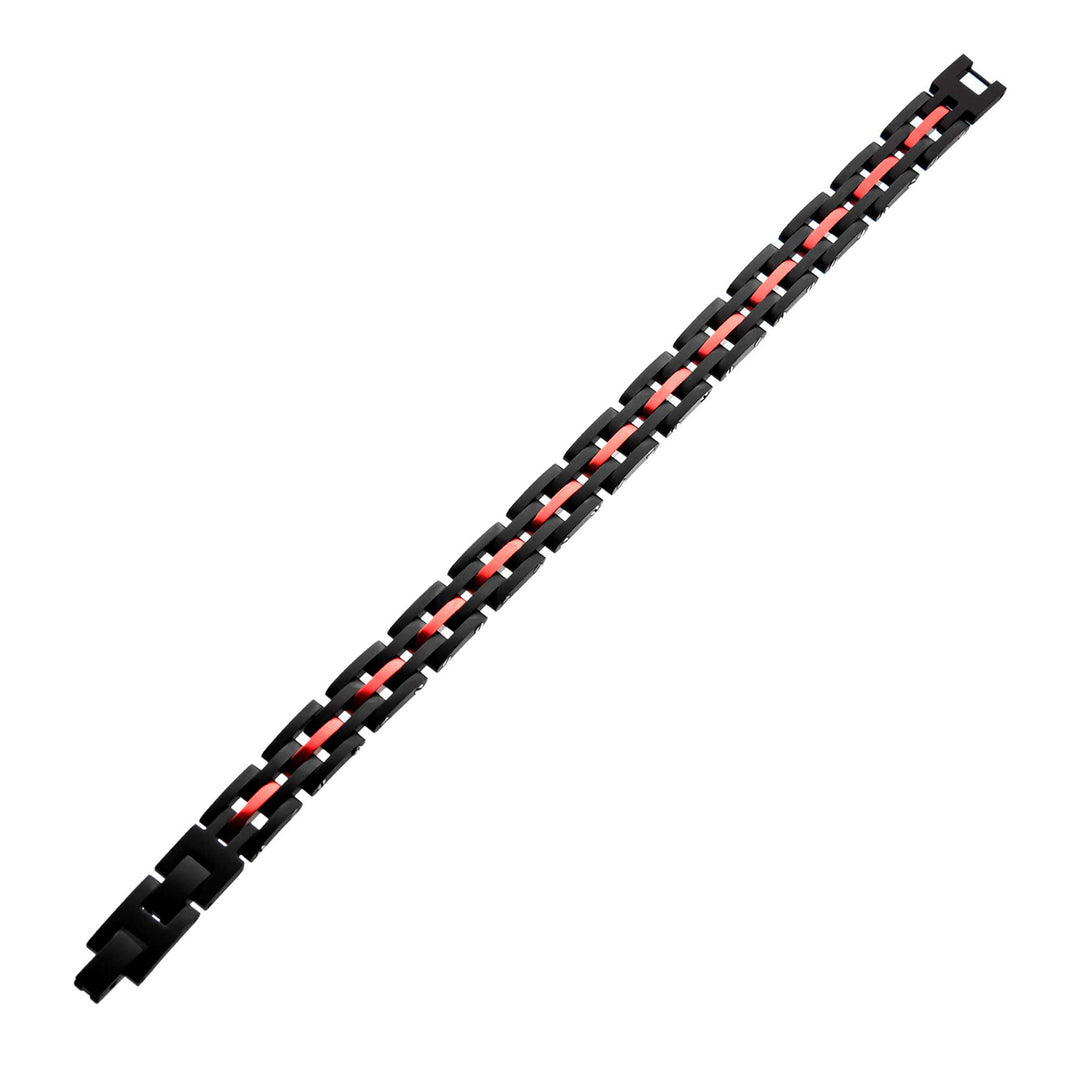 Dante - Black & Red Steel & Link Sizeable Bracelet