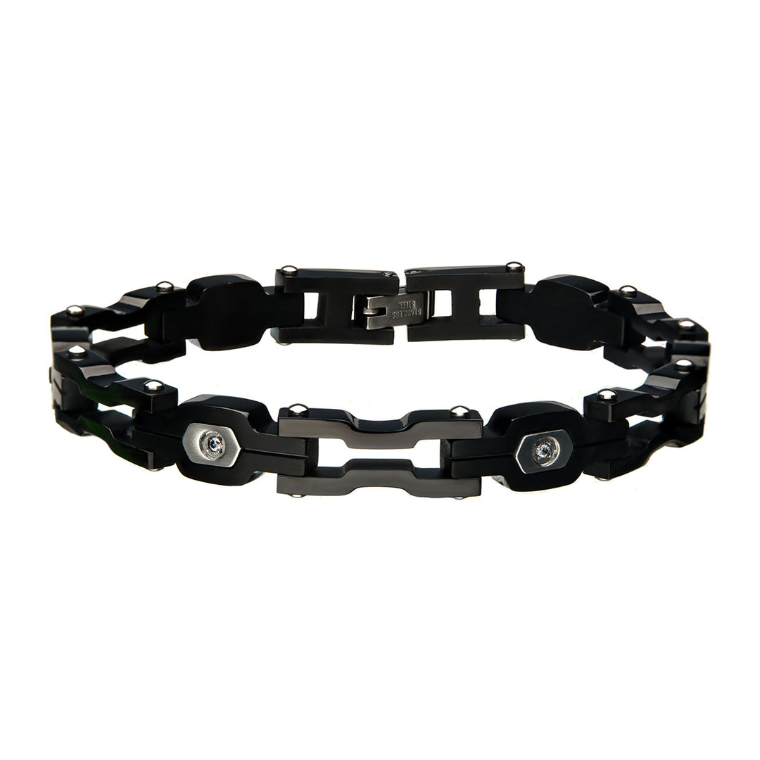 Steel Black IP with Black CZ Bracelet