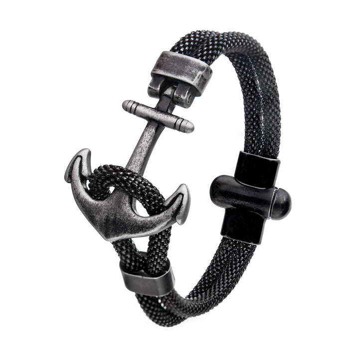 Black Antiqued Mesh Anchor Bracelet