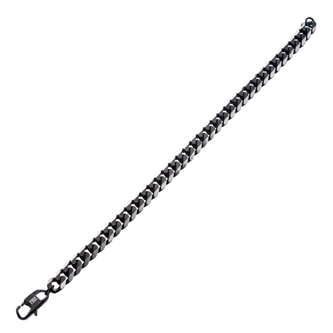 Stainless Steel Black IP 8mm Diamond Curb Chain Bracelet