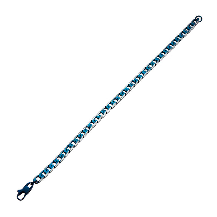 Stainless Steel Blue IP Curb Cuban Chain with Lobster Clasp