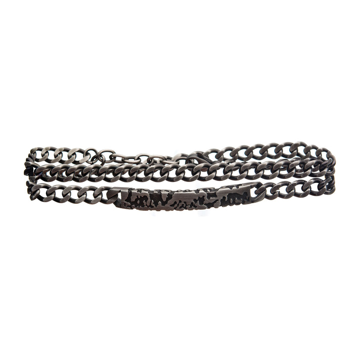 Gun Metal IP Steel Double Wrap Chain & ID Terra Bracelet