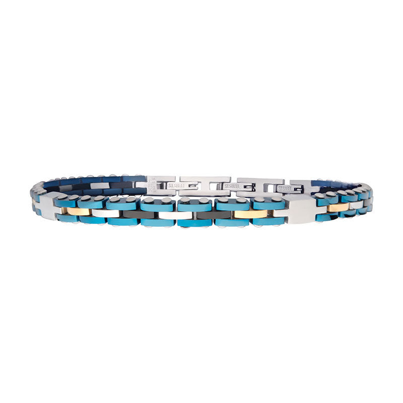 Trim Cut Two Tone Blue IP Bracelet