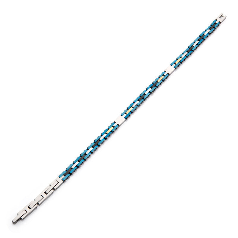 Trim Cut Two Tone Blue IP Bracelet