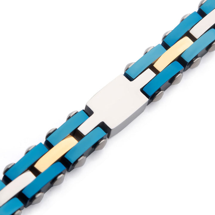 Trim Cut Two Tone Blue IP Bracelet