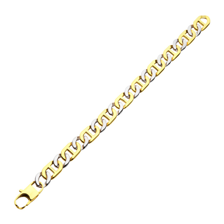 18Kt Gold IP Stainless Steel 11mm Mariner Link Chain Two-tone Bracelet