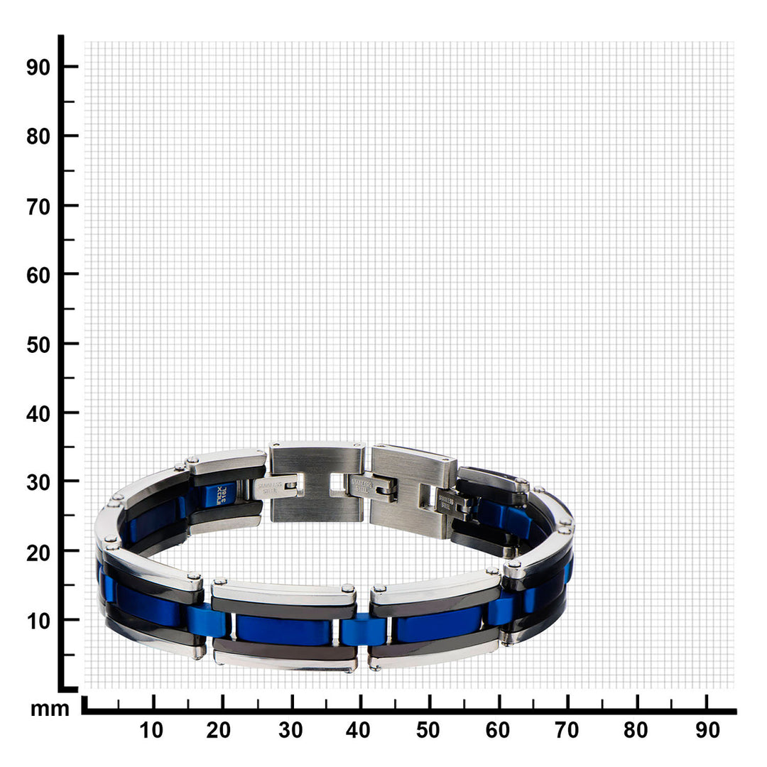 Black, Blue IP & Steel Links Bracelet