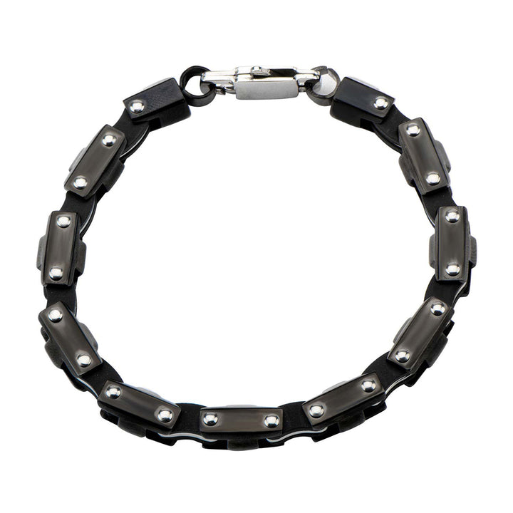 Black IP Motor Chain Design & Lobster Clasp Bracelet