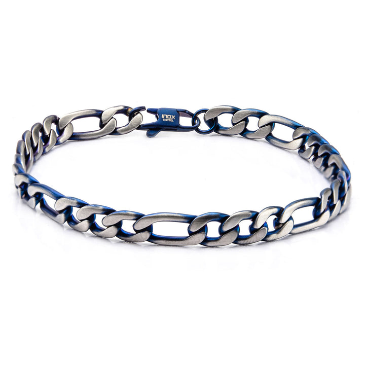 Steel Blue IP Figaro Chain Bracelet