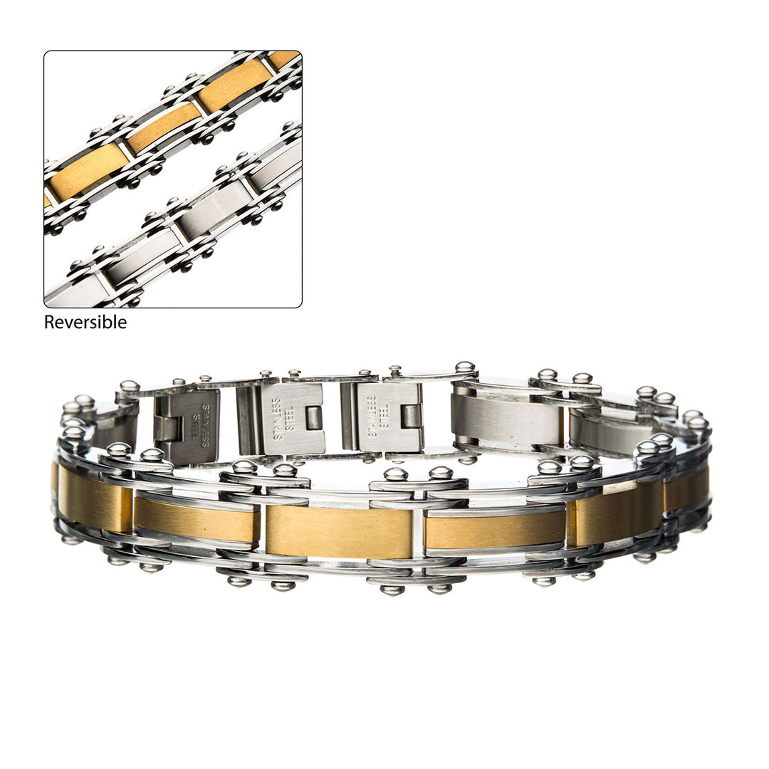 Steel & Gold IP Reversible Bracelet