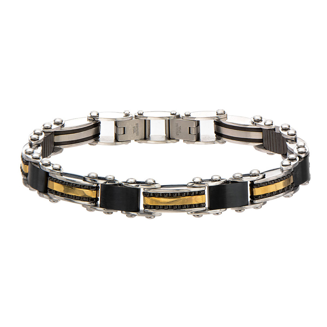 Double Sided Steel, Black & Gold IP Bracelet