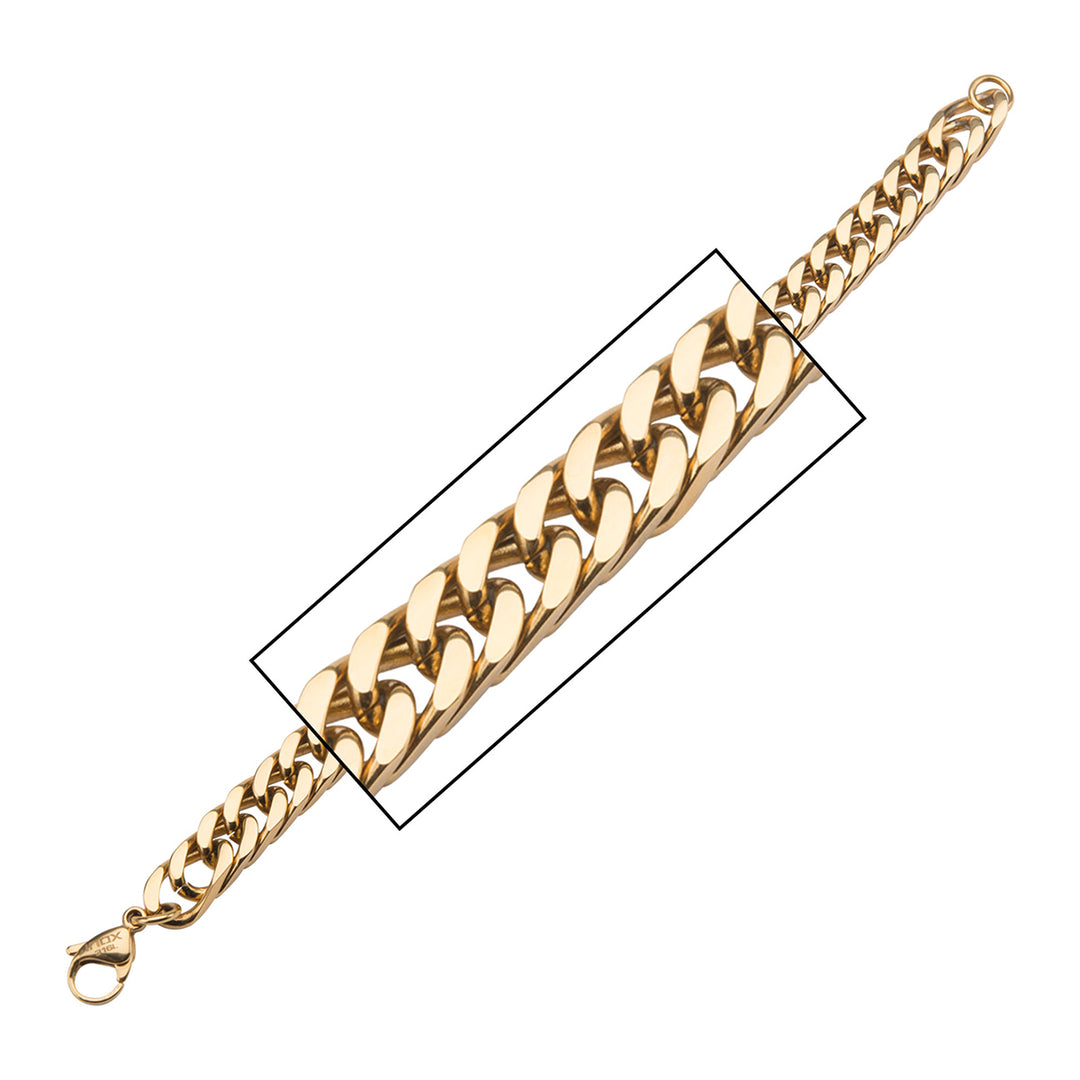 Gold IP Fancy Curb Chain Bracelet