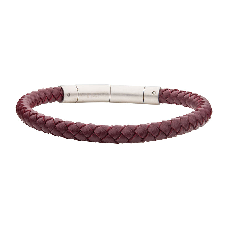 6mm Burgundy Genuine Full Grain Cowhide Leather Bracelet