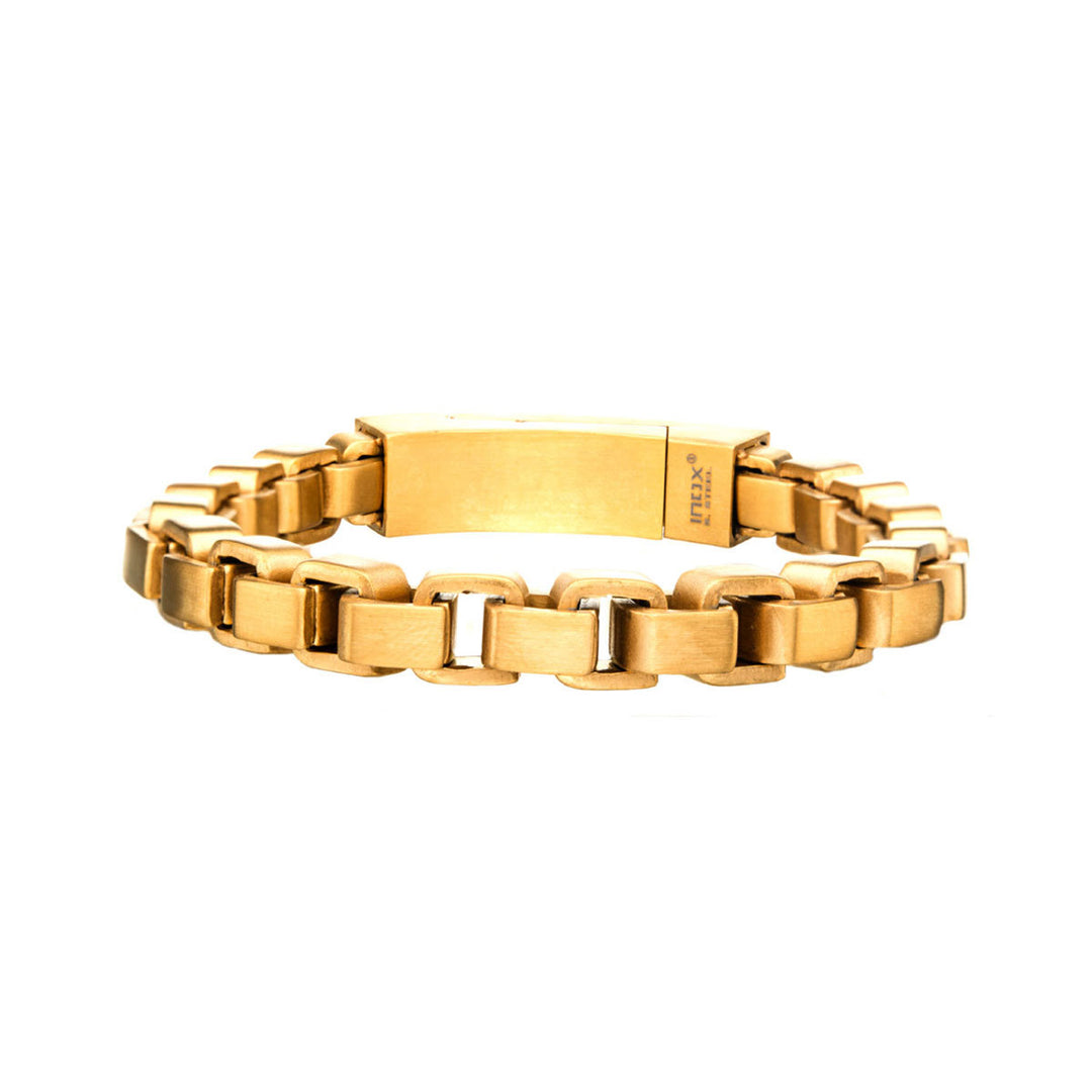 Stainless Steel & Gold IP Bold Box Bracelet