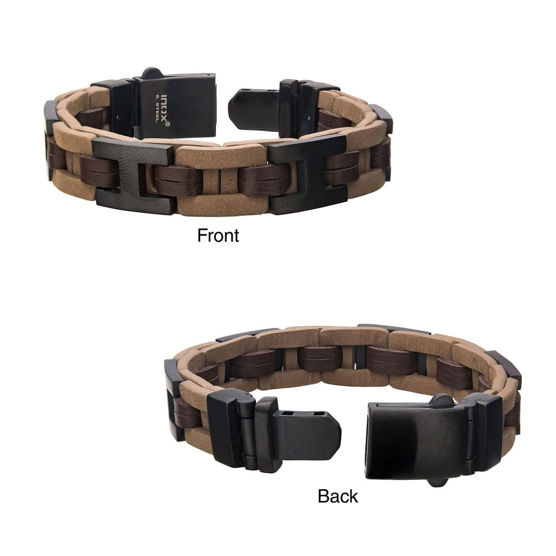 Tan, Brown & Black Leather Bracelet