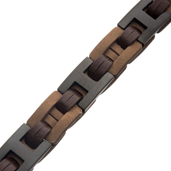 Tan, Brown & Black Leather Bracelet