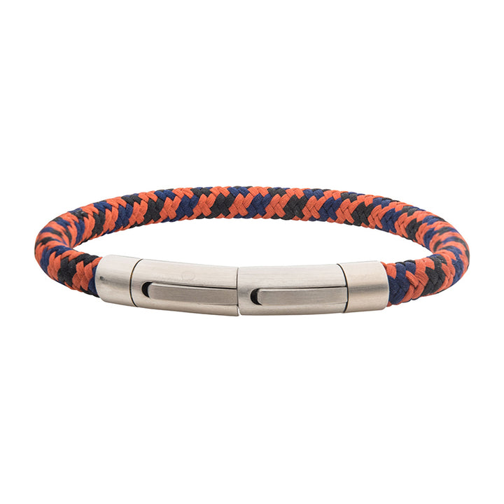 6mm Burnt Orange, Blue & Black Nylon Cord Bracelet