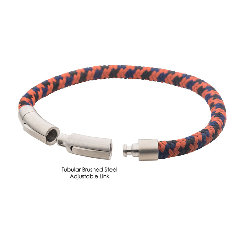 6mm Burnt Orange, Blue & Black Nylon Cord Bracelet