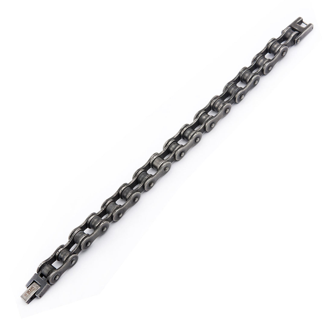 Antiqued Finish Stainless Steel Motor Chain Bracelet