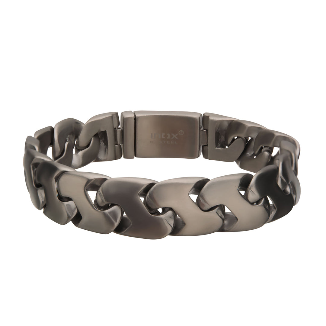 Matte Steel & Gun Metal IP Big Double Chain Colossi Z-Link Bracelet