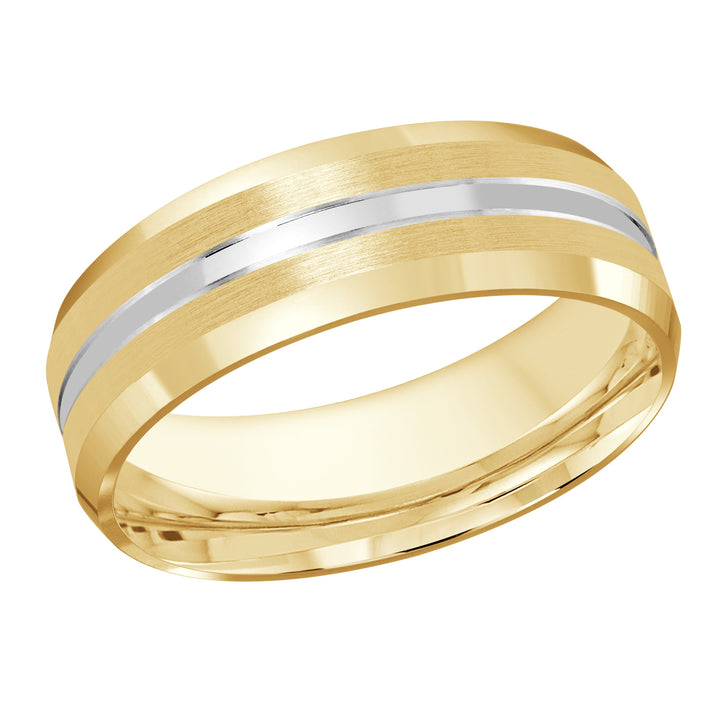 M3 1051 7YW 01   A Yellow   White Wedding Band available in 10K  14K and 18K Gold