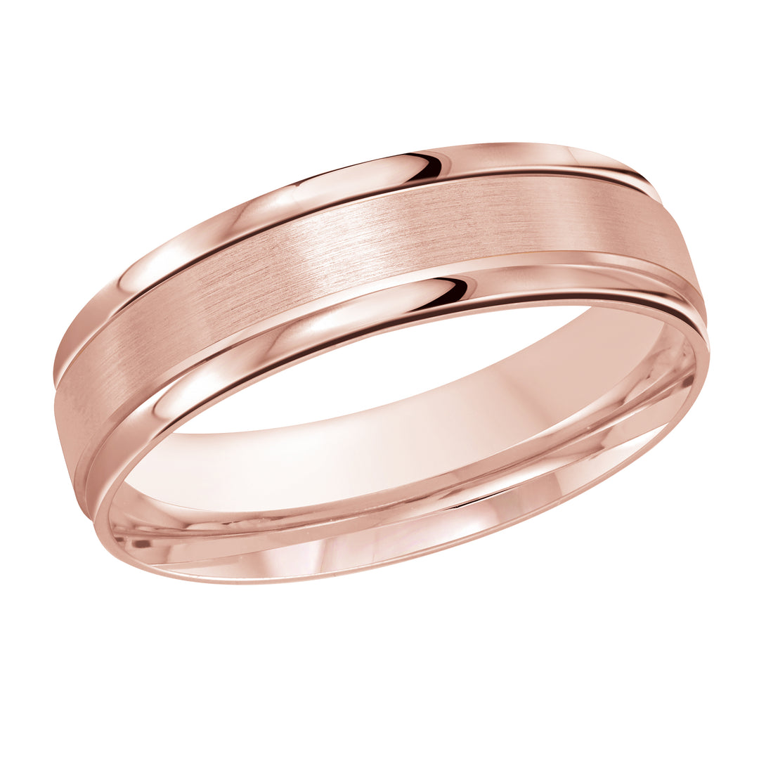 M3 031 6P 01   A Pink Wedding Band available in 10K  14K and 18K Gold