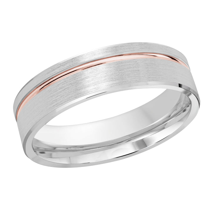 M3 281 6WP 01   A White   Pink Wedding Band available in 10K  14K and 18K Gold