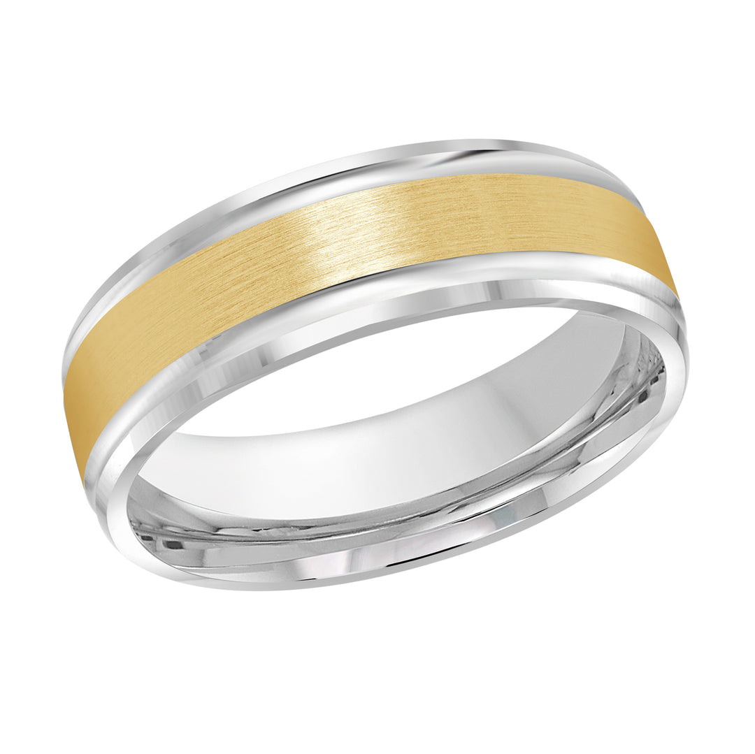 M3 411 7WY 01   A White   Yellow Wedding Band available in 10K  14K and 18K Gold