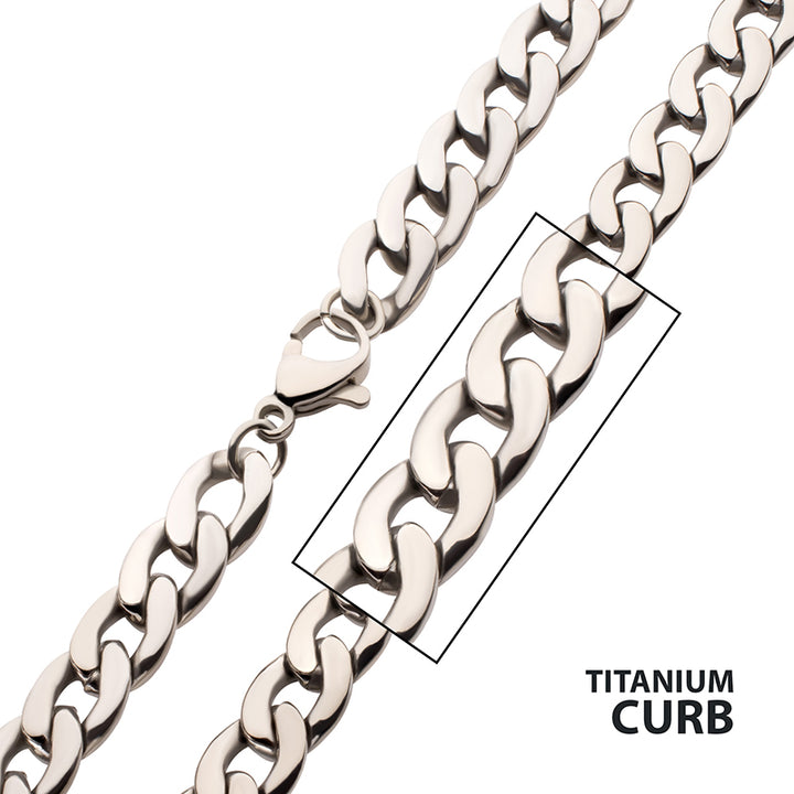 7.4mm Titanium Curb Chain Necklace with Lobster Clasp