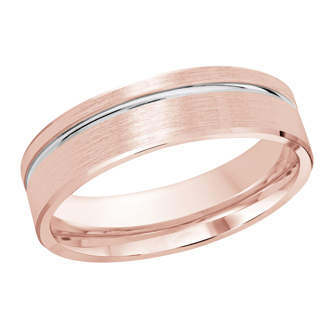 M3 281 6PW 01   A Pink White Wedding Band available in 10K  14K and 18K Gold