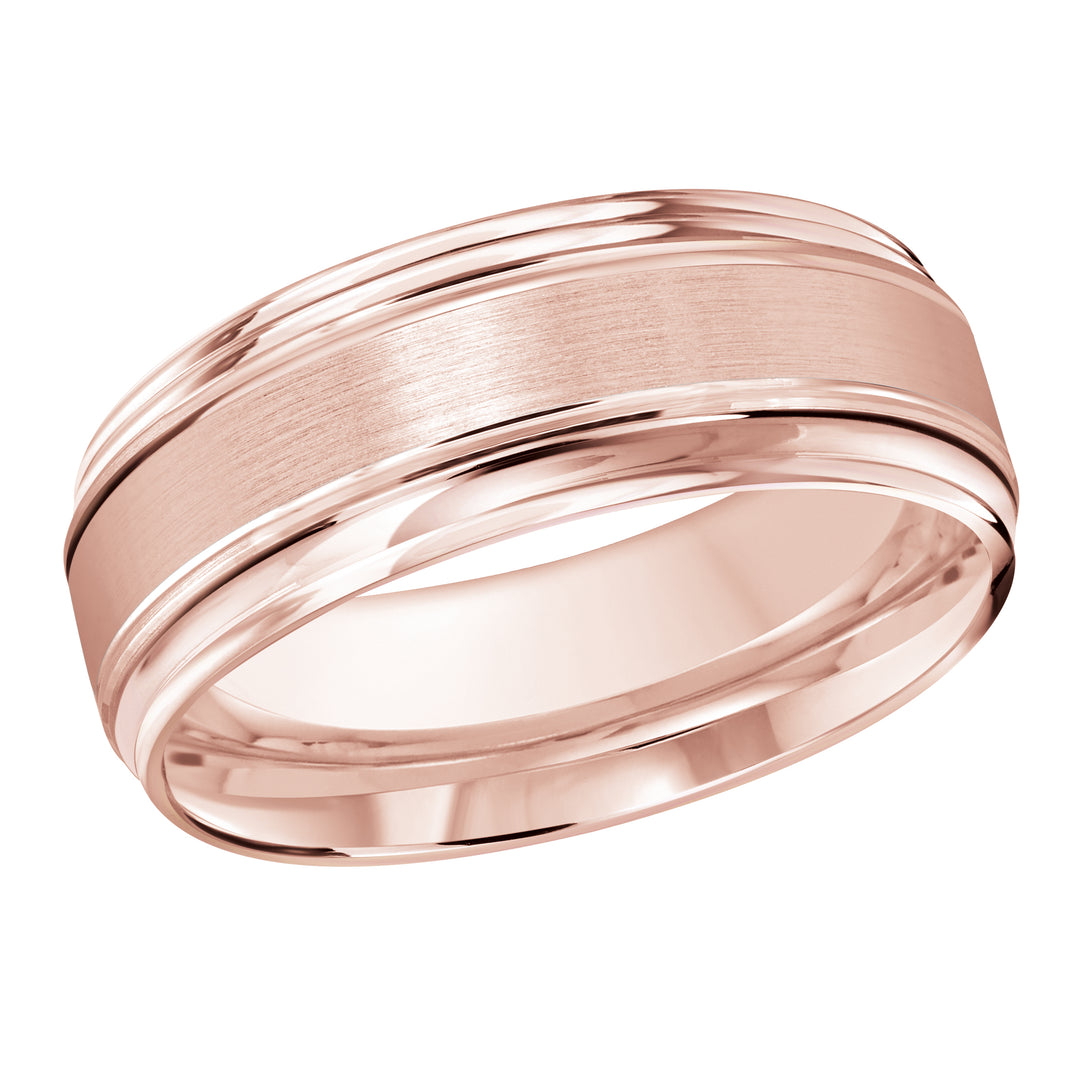 M3 009 8P 01   A Pink Wedding Band available in 10K  14K and 18K Gold