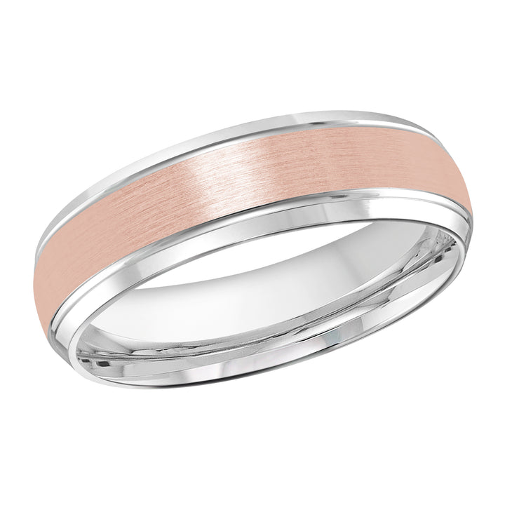 M3 014 6WP 01   A White   Pink Wedding Band available in 10K  14K and 18K Gold