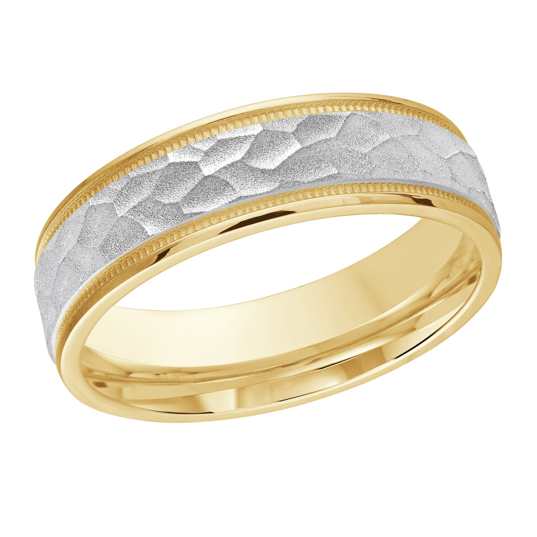 M3 303 6YW 02   A Yellow   White Wedding Band available in 10K  14K and 18K Gold