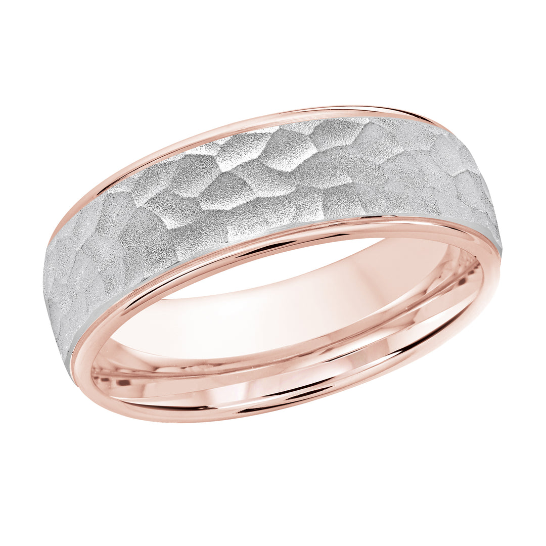 M3 1085 7PW 02   A Pink White Wedding Band available in 10K  14K and 18K Gold