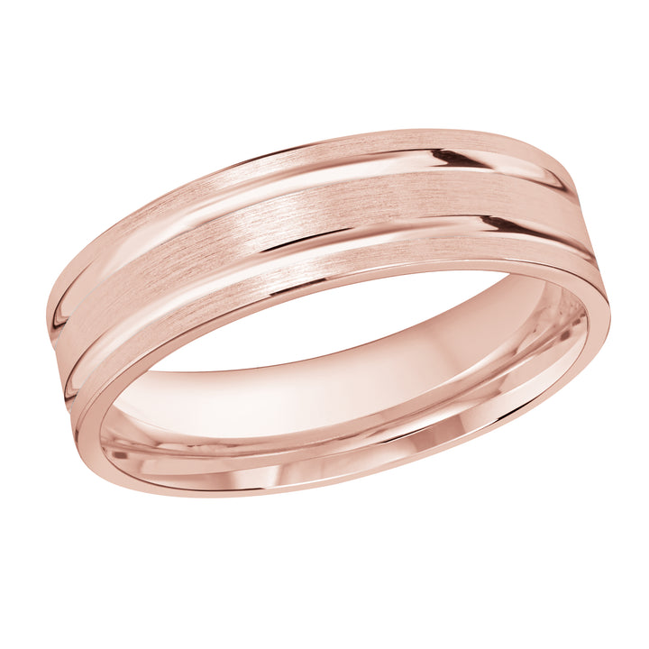 M3 986 6P 01   A Pink Wedding Band available in 10K  14K and 18K Gold