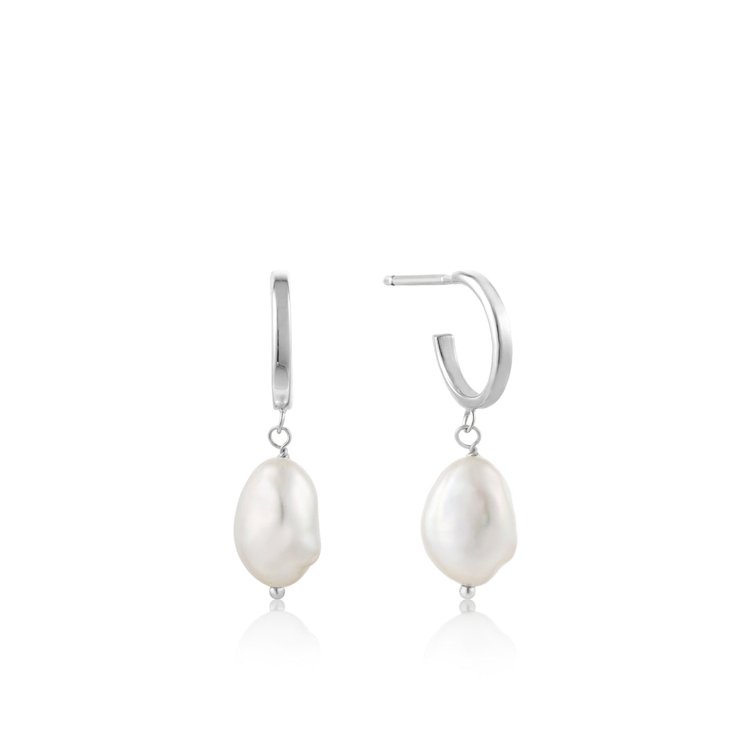 PEARL MINI HOOP EARRINGS