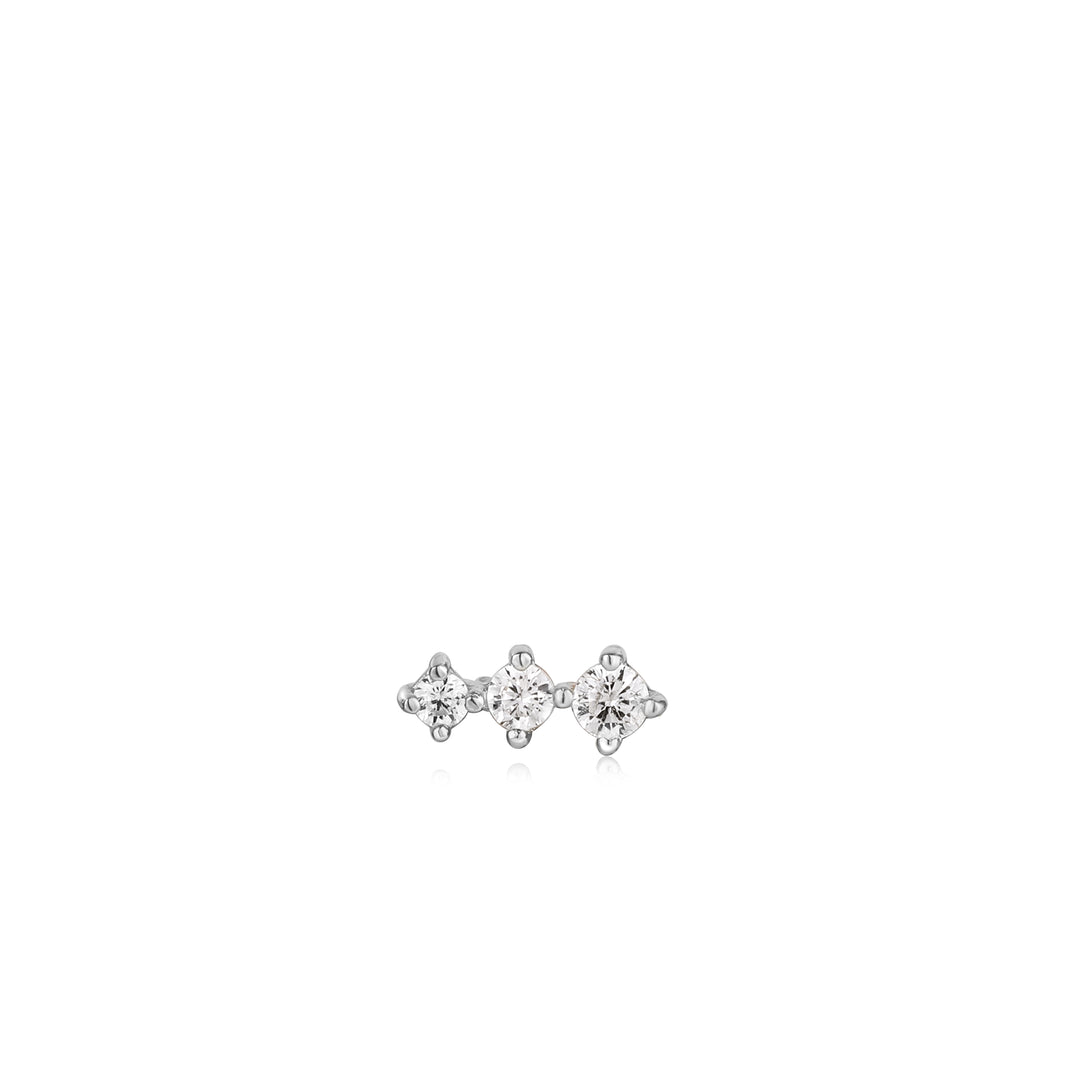 SILVER SPARKLE CRAWLER BARBELL SINGLE EARRING