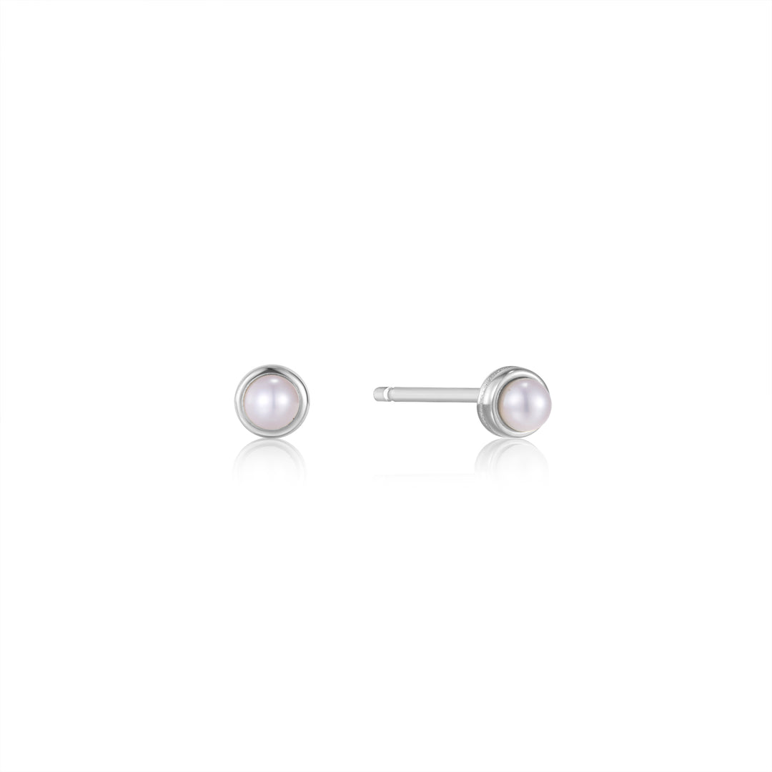 Pearl Cabochon Stud Earrings