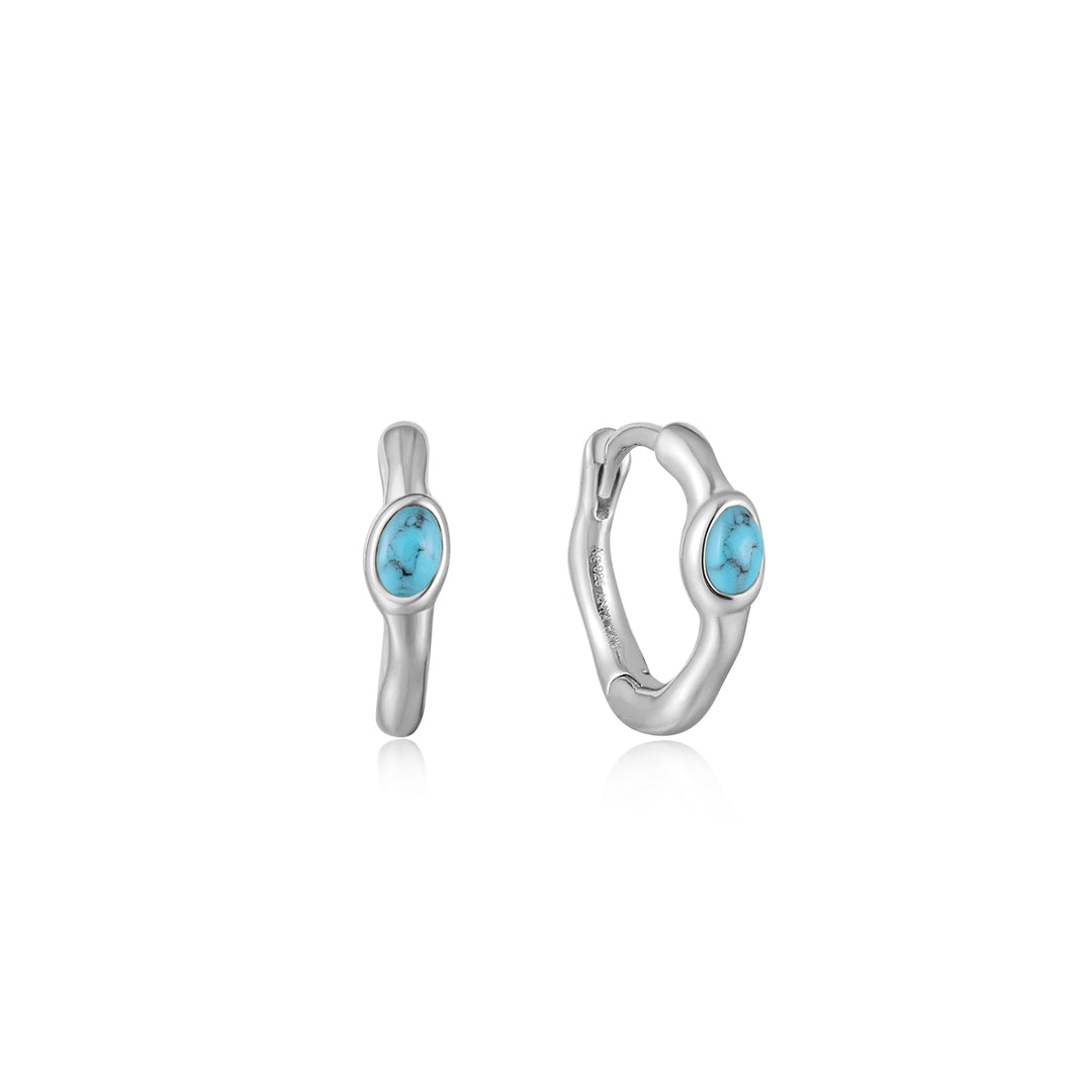 Turquoise Wave Huggie Hoop Earrings