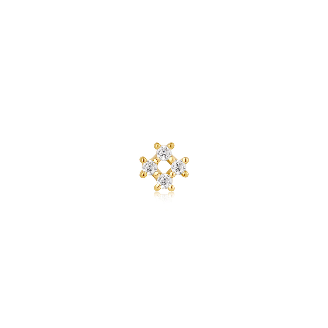 Gold Sparkle Cross Barbell Single Earring