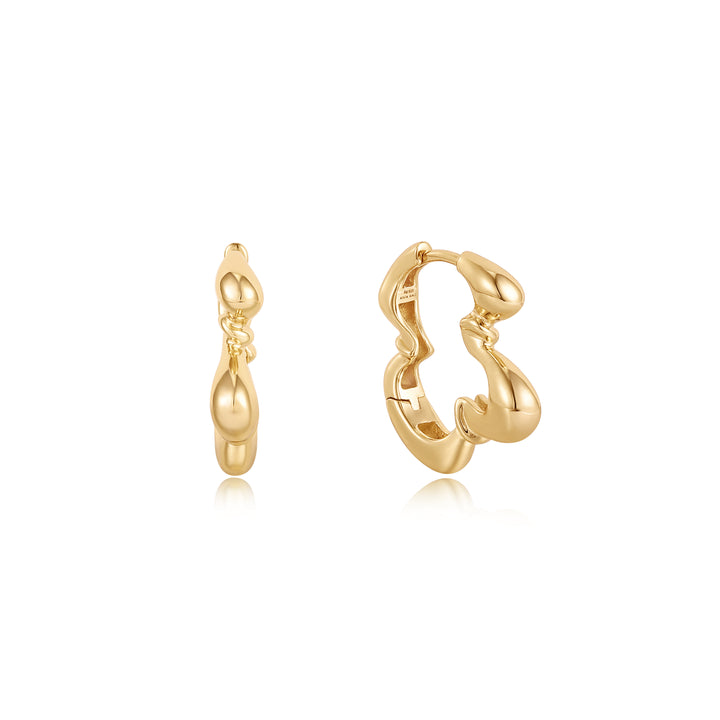 Gold Twisted Wave Hoop Earrings