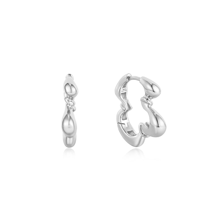 Silver Twisted Wave Hoop Earrings