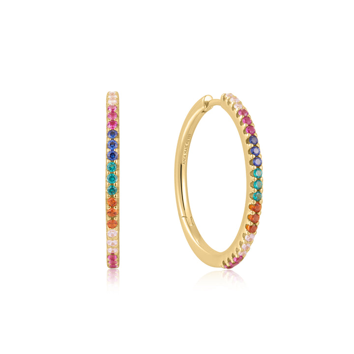 Gold Rainbow Pavé Hoop Earrings