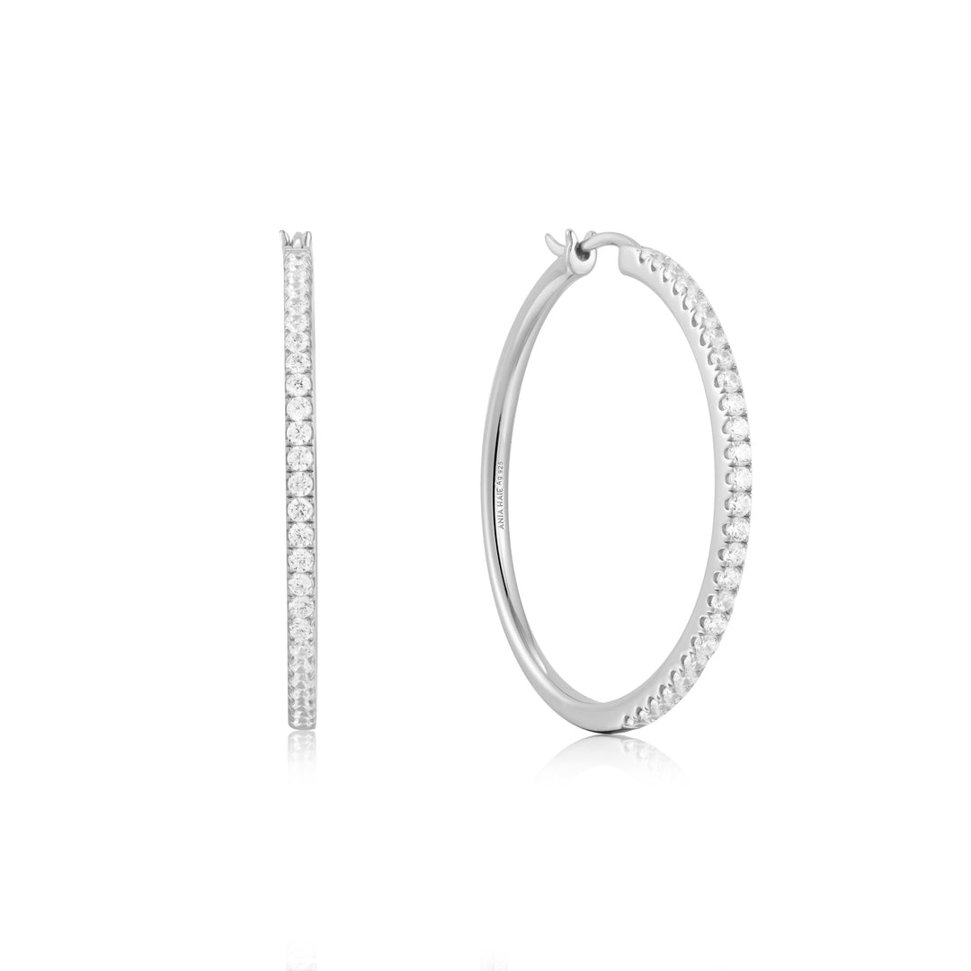 Silver Pavé Hoop Earrings